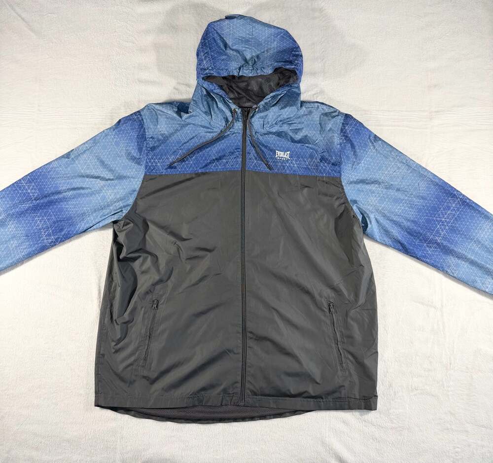 Everlast Sport Men's Geometric Colorblock Hooded Windbreaker Jacket, 2XL